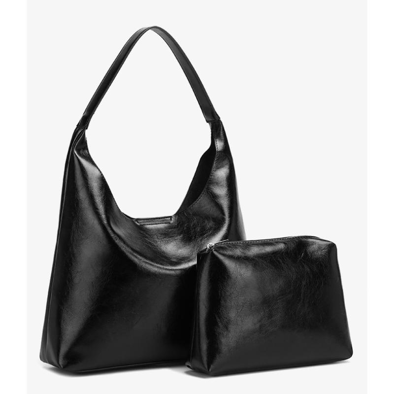 Lazy Style Retro Large-capacity Tote Bag Female Oil Wax Leather All-match Commuter One-shoulder Handbag