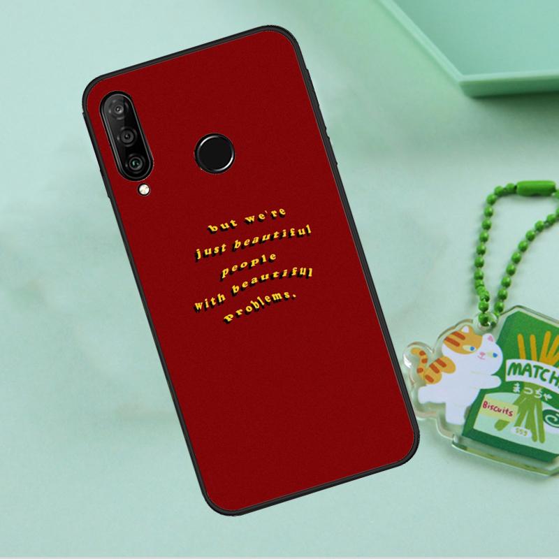 Red Aesthetics Doodles Art For Huawei Nova 10 9 SE 5T 12s 12i 11i Y91 Y90 Y60 Y70 Y72 Y61 P20 P40 P30 Lite P60 Pro Case