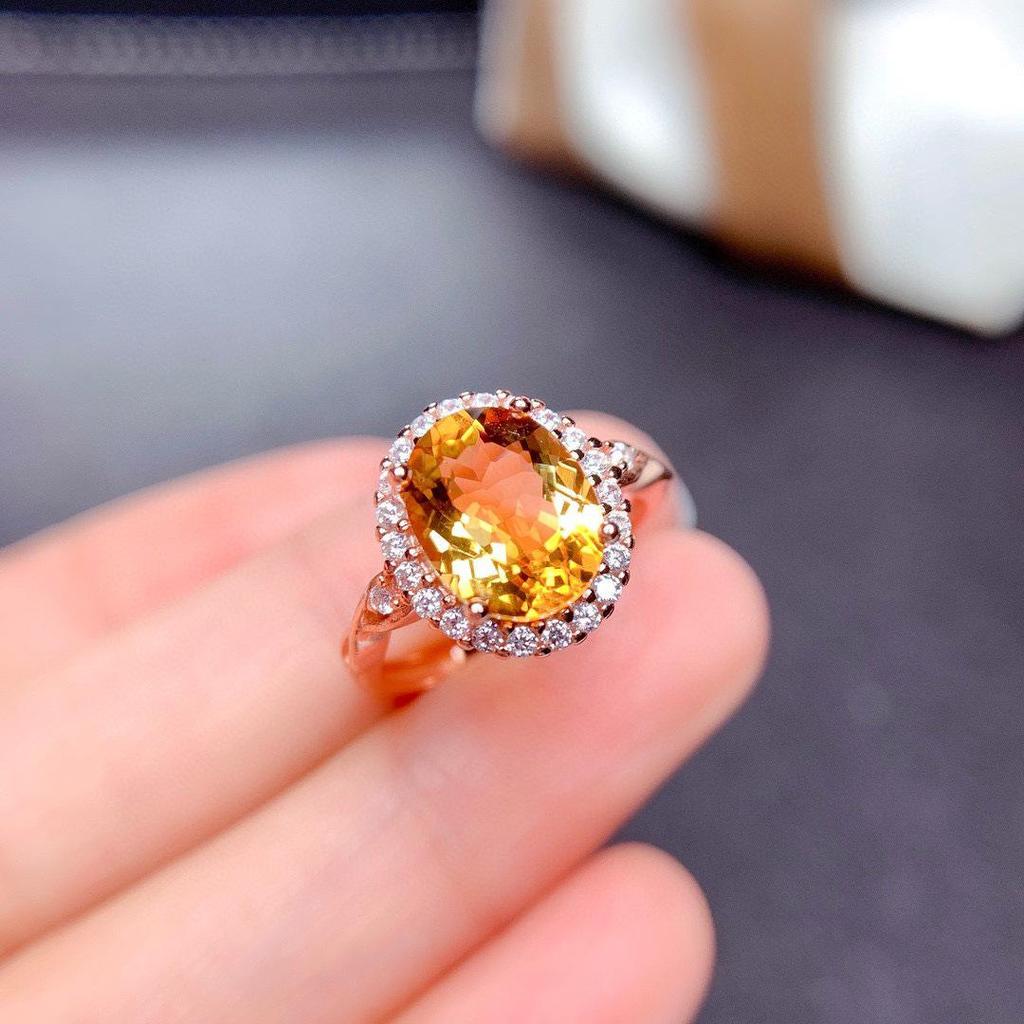Influencer Douyin Gemstone Ring: Imitation Topaz, Amethyst, Citrine, Peridot & Rhodolite Garnet