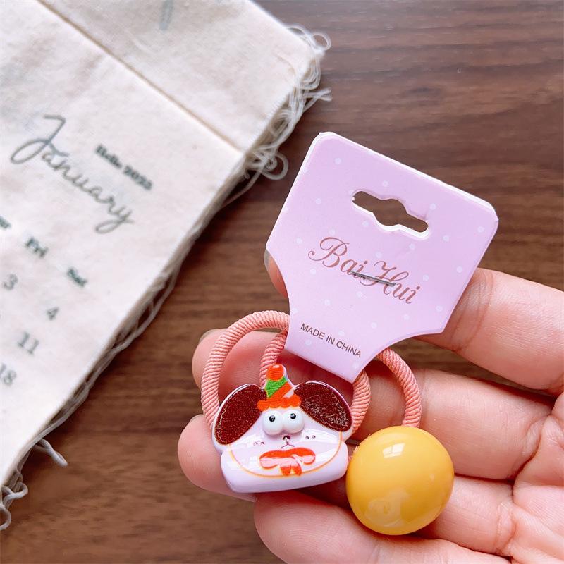 Dziecięcy Letni Kolorowy i Uroczy Trójwymiarowy Zestaw Wyrażeń Akrylowy Pierścień do Włosów Dziewczęcy Duży Sznurek do Włosów