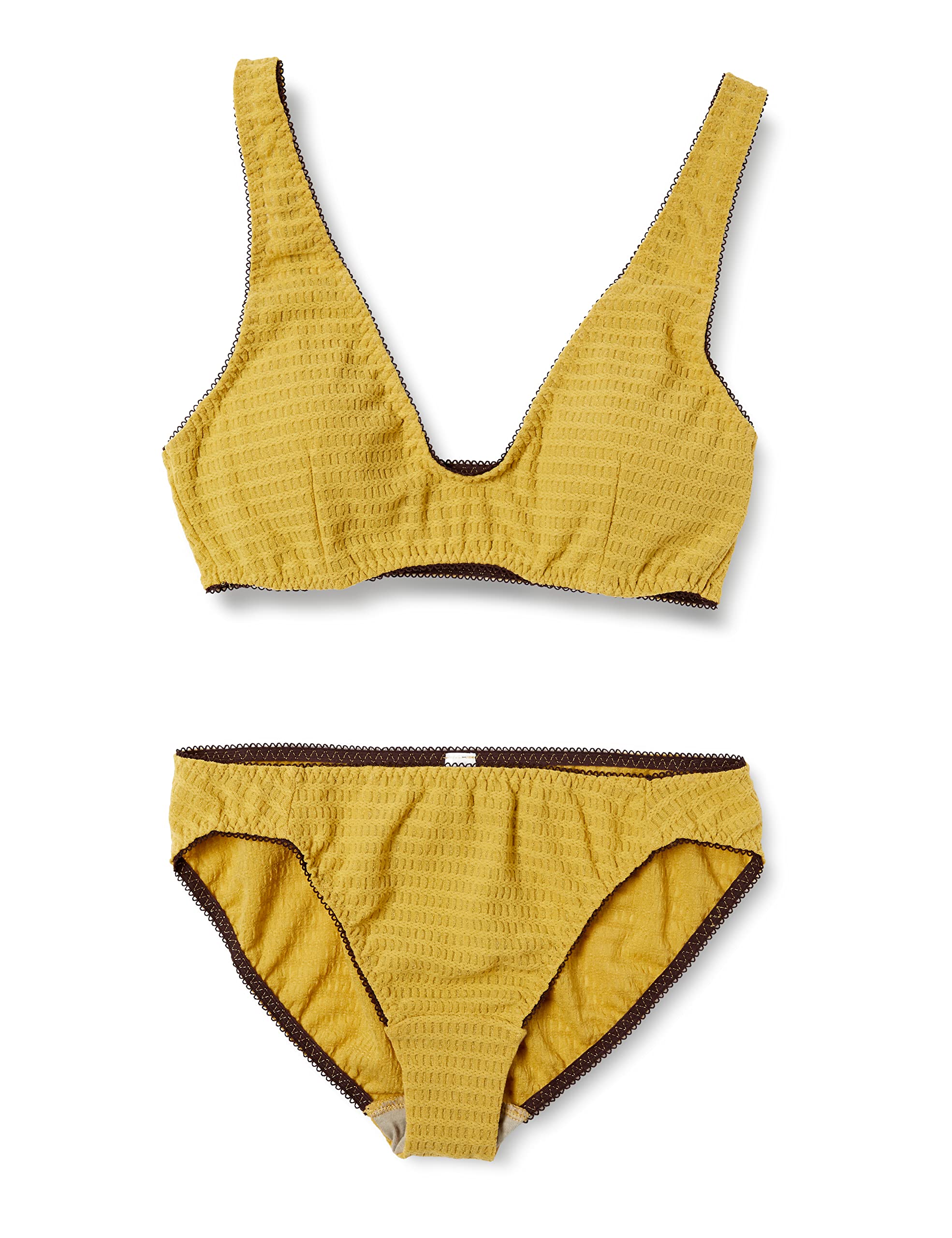 

Lily Brown Lingerie Bralette and Panty Set LLCO224512 YEL S (Waffle) Women s