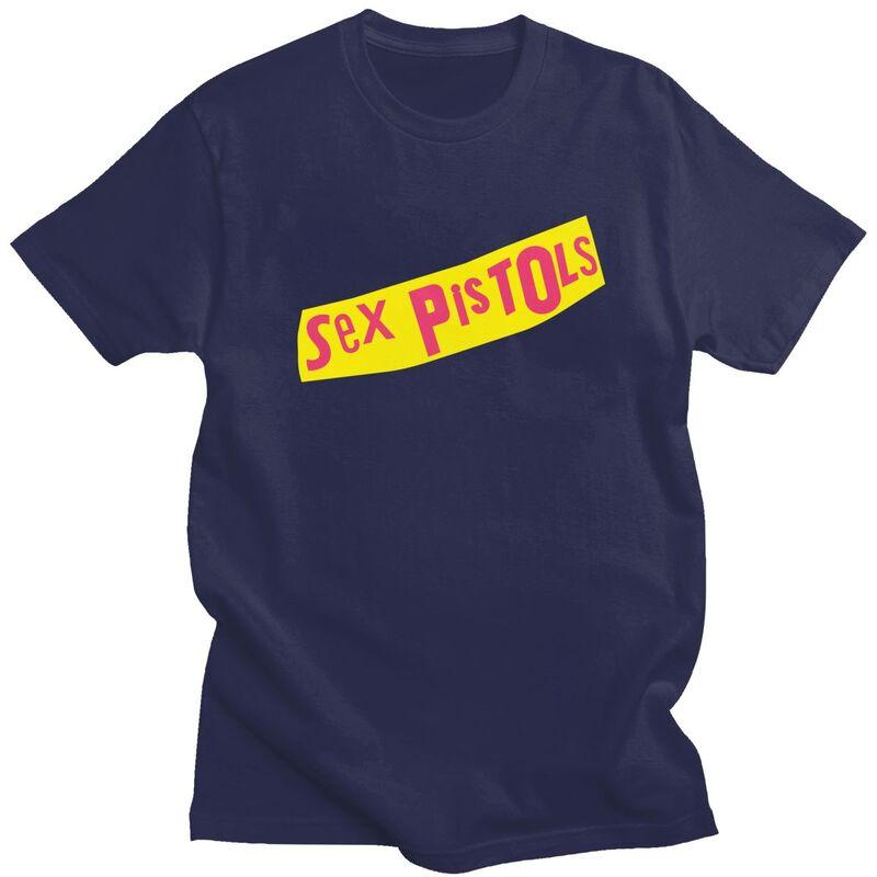 Custom Heavy Metal Sex Pistols T Shirt for Men Pure Cotton Tshirt Casual Tee Short Sleeves Rock Band Tshirts Loose Fit Clothing