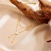 18K Gold-Plated Titanium Steel Heart, Star, Moon Tassel Anklet for Women