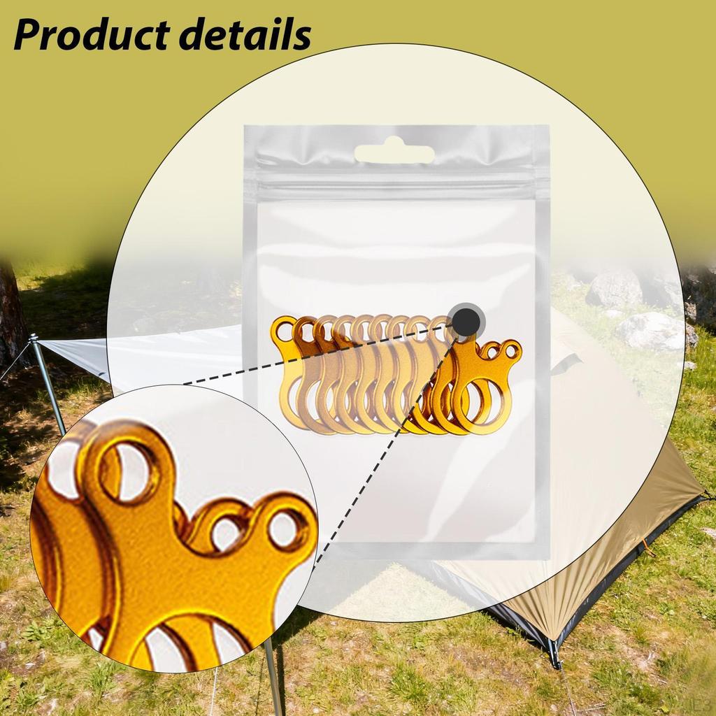 10Pc guyline Tensioners Tent Rope Tightener Hiking Wind Buckle Cord Adjusters for Utility RopeS