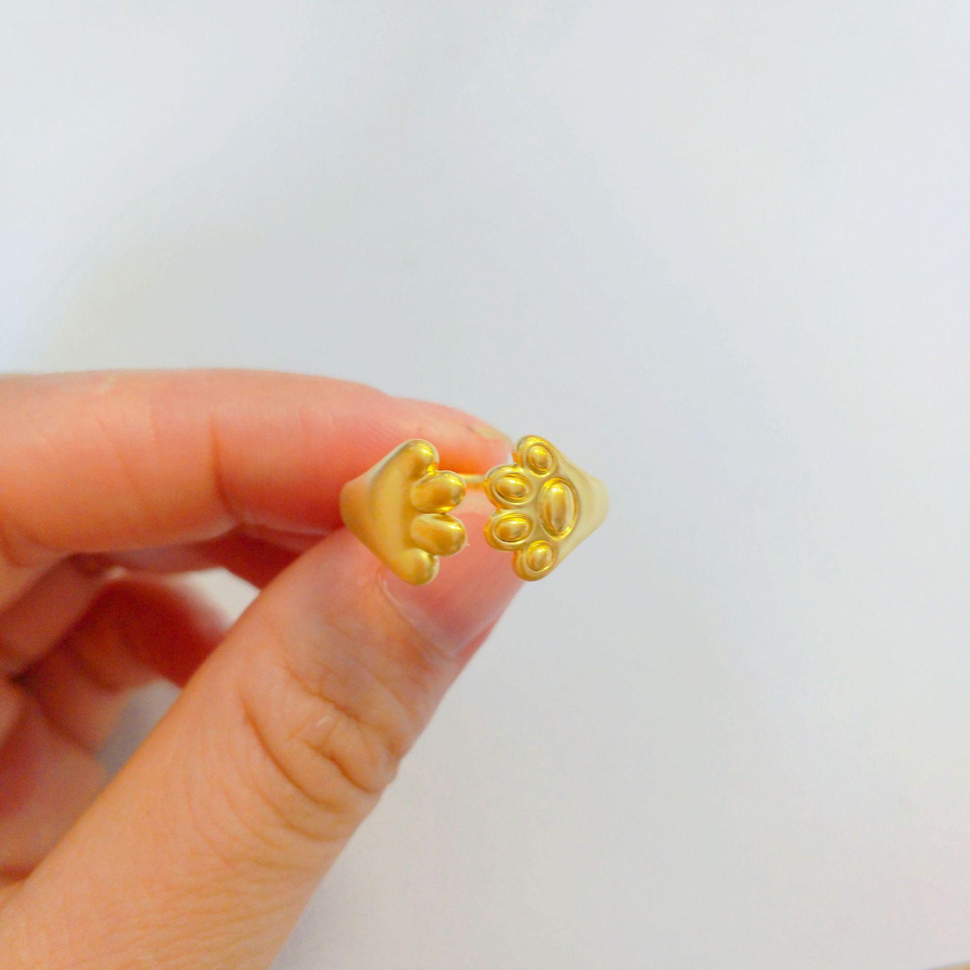 Вьетнамский Песочный Золотой Набор: Открытый Браслет и Кольцо с Кошачьей Лапкой