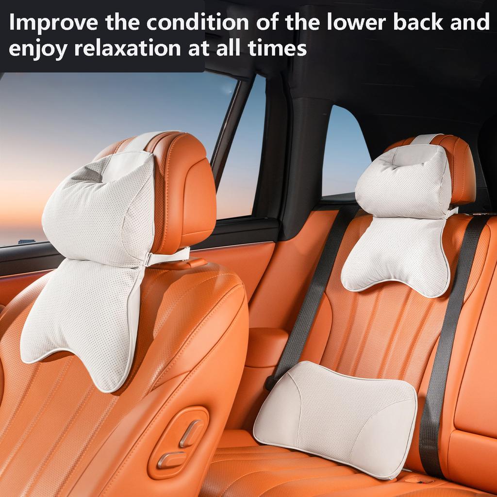 Car Neck & Back Support Pillow - Dual-Core Zero Pressure Support, Height Adjustable, Breathable Mesh, Universal Fit for All Cars