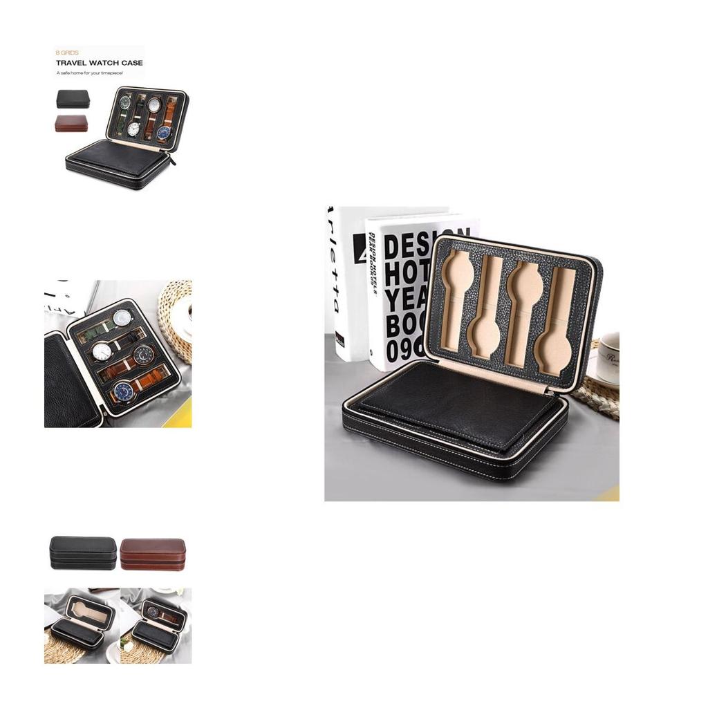 8-Schlitz Reiseuhrenbox Stilvoller Aufbewahrungskoffer-Organizer aus PU-Leder für Uhren