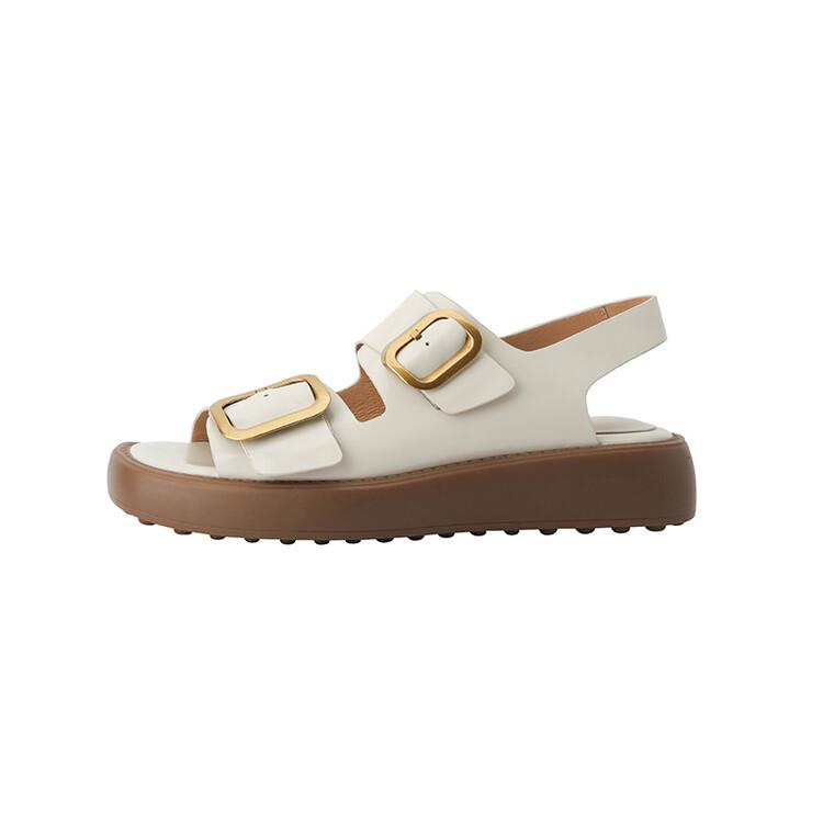 Fashion 2024 Summer Women Shoes Fashion Round Toe Thick Heel Women Sandals Split Leather Solid Sandals Platform Casual Roman Shoes Women