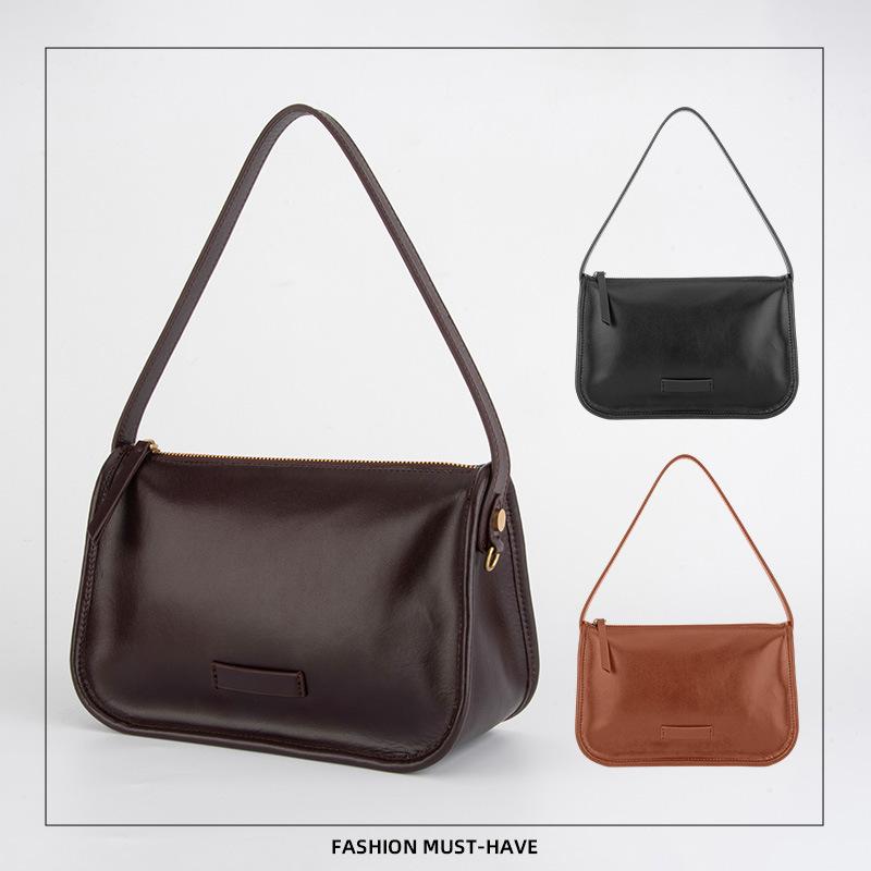 New Women's Underarm Bag, Niche Genuine Leather Women's Bag, Top Layer Cowhide Handbag, Shoulder Bag, High-end Trendy Crossbody Bag for Women