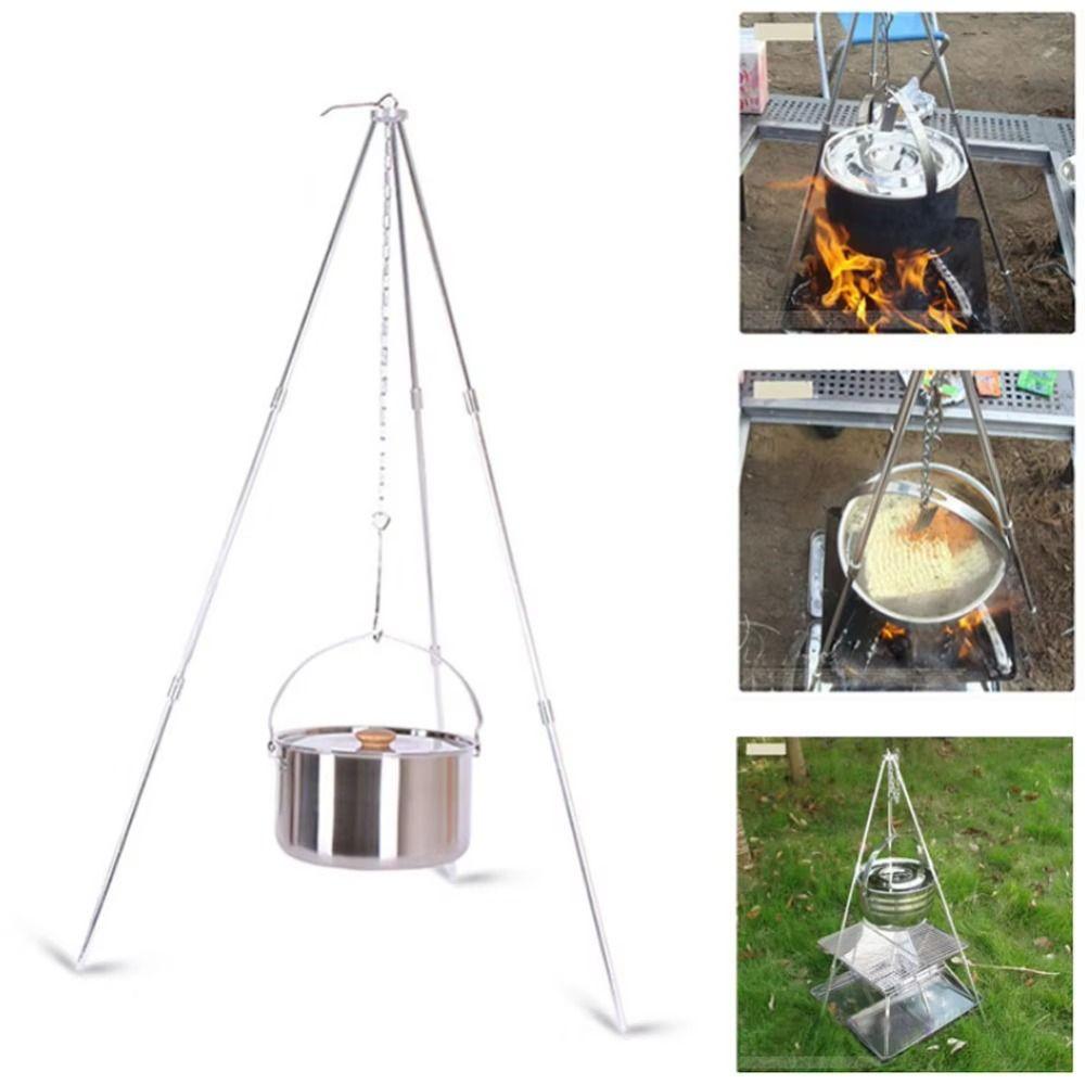 Triangle Support Camping Cooking Tripod 3 Section Camping Kitchenware Tripod  Team and Family