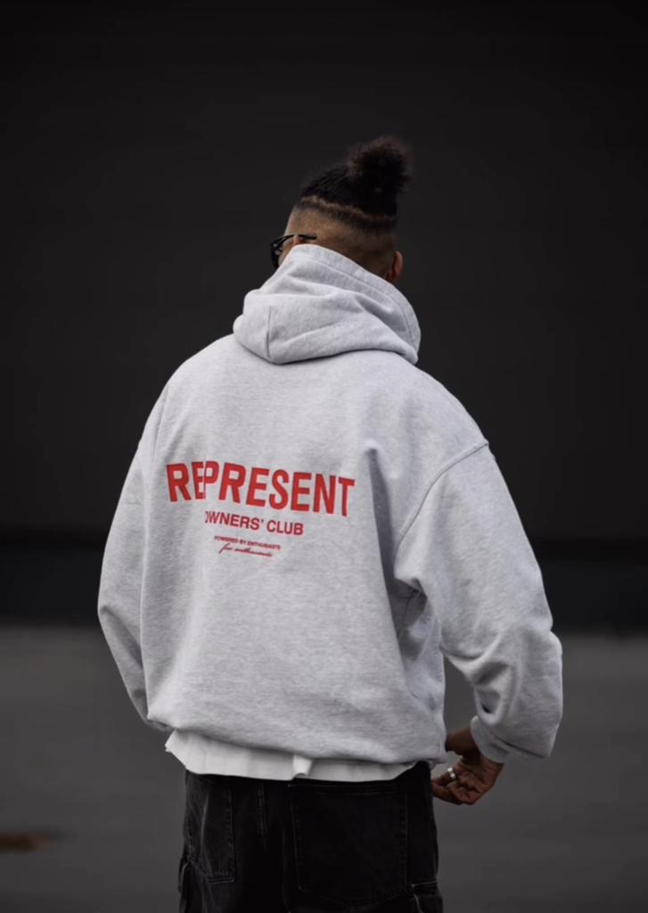 REPRESENT Minimalist Slogan Logo Printed Hooded Sweater High Street Niche Cotton 420g Terry