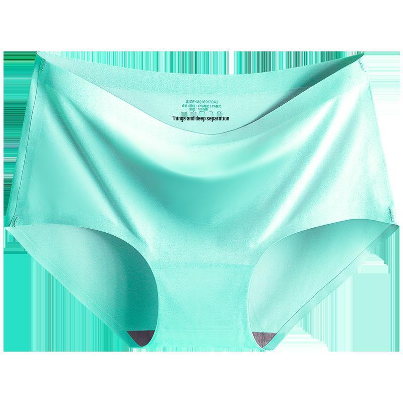Plus Size Mid-Waist Ice Silk Triangle Briefs for Women