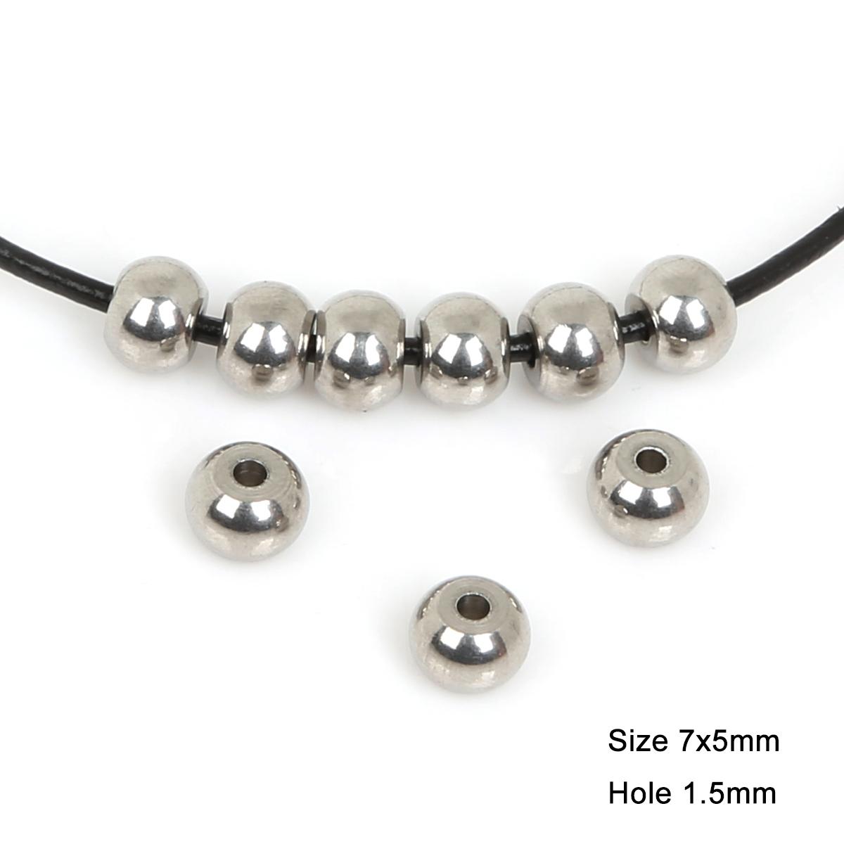 

10/20 шт. Плоскі круглі намистини-роздільники з нержавіючої сталі для фурнітури для виготовлення ювелірних виробів своїми руками 7x5mm 20pcs