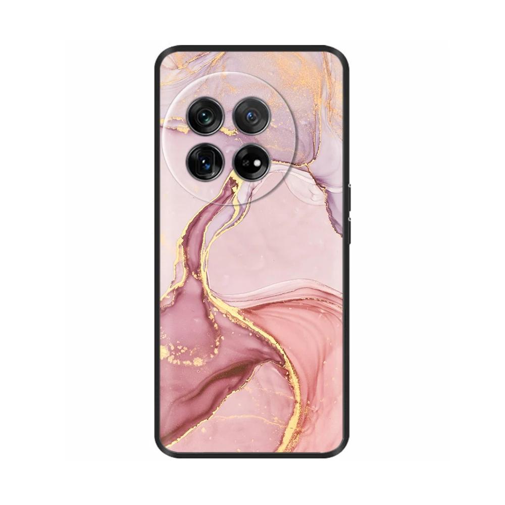 Painted Cover For OnePlus 12 Case Black Silicone Soft Luxury Phone Back Cover For One Plus 12 OnePlus12 5G Fundas Cases Hoesje