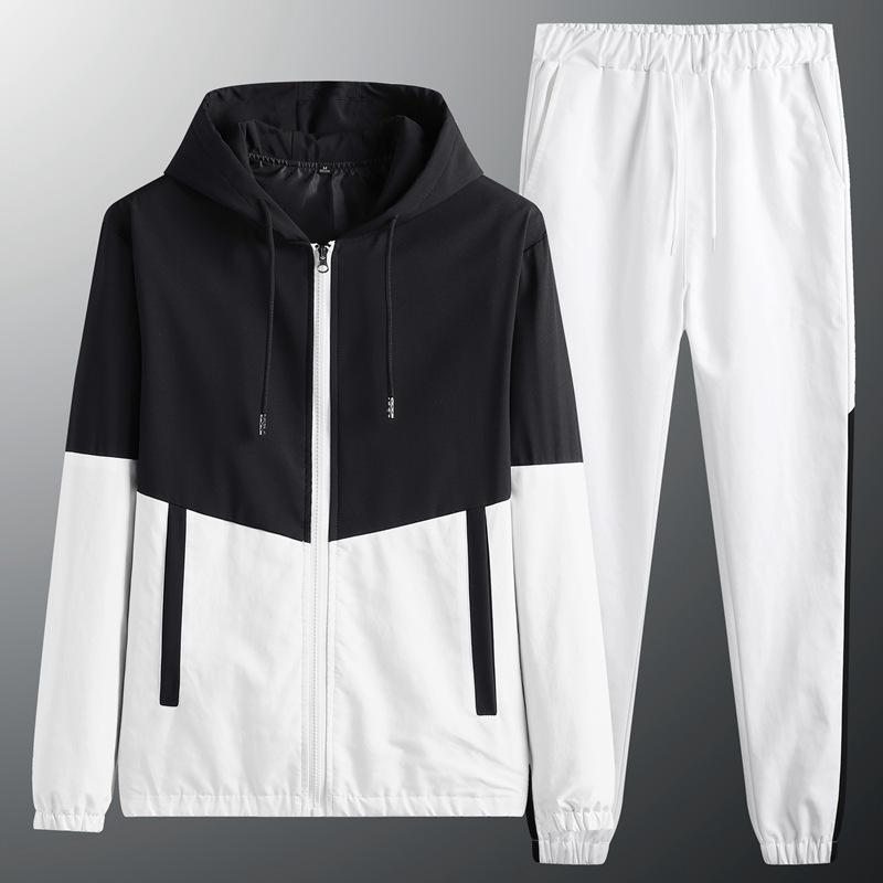 Nero Bianco Blu Verde Rosso Uomo Tuta Casual Joggers Con Cappuccio Abbigliamento Sportivo Giacche e Pantaloni Due Pezzi Set Hip Hop Corsa Tuta Sportiva