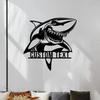 Metal Shark Wall Art Personalized Name Sign for Boys Kids Room Ocean Theme Decor Birthday Gift