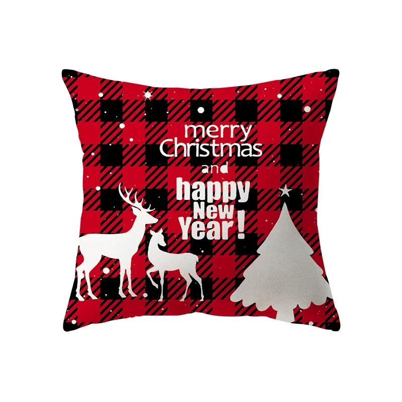 Merry Christmas Decorative Print Pattern Cushion Cover Home Living Room Sofa Decoration Square Polyester Pillow