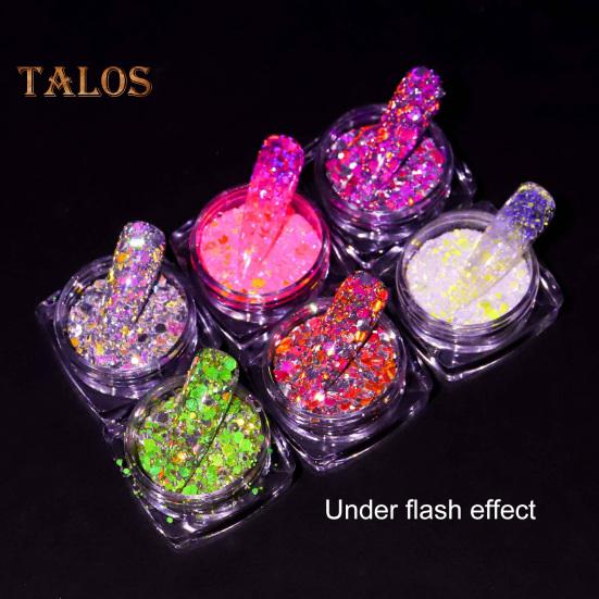 6 Box Nail Pigment Powder Sparkling Decorative Non-falling Fashion High Gloss Colorful Faux Diamond Glitter Powder Household Supply
