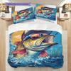 Fish Pattern Bedding Quilt Set Quilt Cover Pillowcase Home Decoration Birthday Gift (1 * duvet cover + 2 * pillowcase, without core)