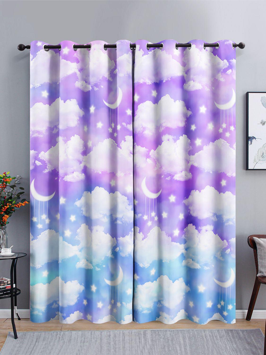

Gradual Change Smudge Curtains Curtains Modern Style Bedroom 3D Digital Printing Blackout Curtain Punching 2pcs*97cm*114cm*2