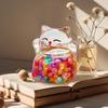 Luminous Glitter Lucky Cat Desktop Figurine with Flowing Sand