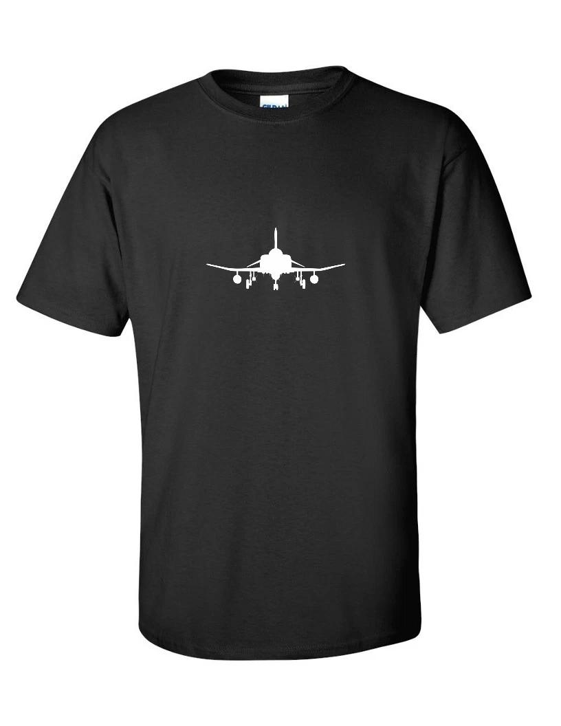 F-4 Phantom White Front View Silhouette Tee Shirt Cotton F4 Black Cotton T-Shirt 2XL