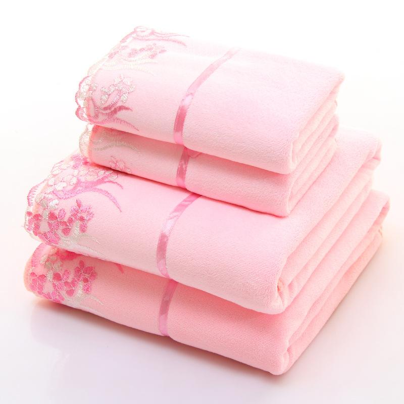 Microfiber Towel Set Luxury Lace Embroidered Bath Towel Gift Set Face Towel Bath Towel Quick Dry Terry Towels