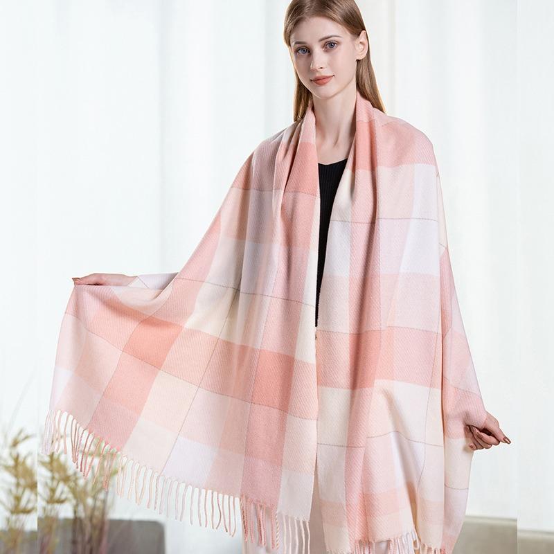Warm Wool Scarf for Women Winter Plaid Design Soft Wear Open Scarves Female High Quality