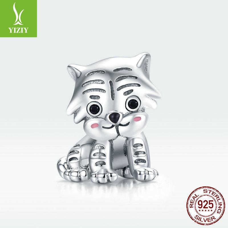 Yinziyun S925 Silver Little Tiger Bead - DIY Cute Animal Bracelet Charm SCC1573