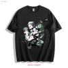 Zoro Anime T Shirt Ink Style Green Black Design  Vintage Washed Designer Clothes Streetwear Slightly Fashion Stylish Unisex