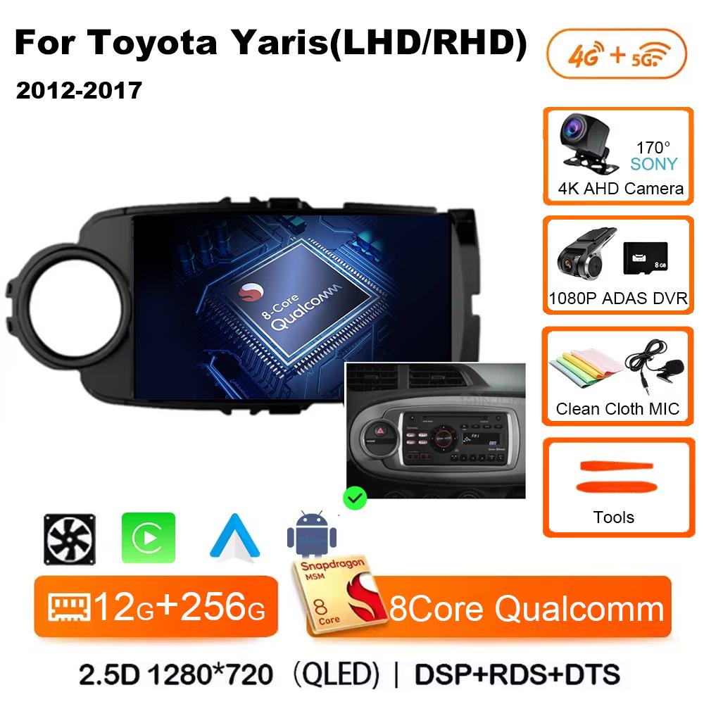Autorádio Android 14 Carplay pro Toyota Yaris 2012 2013 2014 2015 2016 2017 Navigace GPS Multimediální přehrávač stereo wifi BT Auto