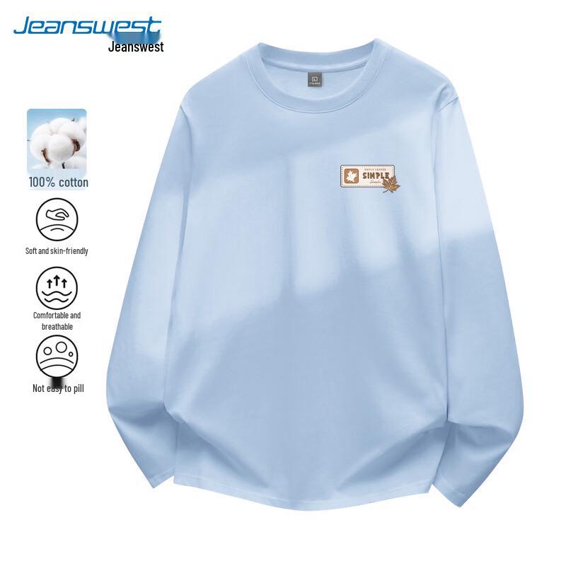 Jeanswest Men's Casual Maple Leaf Print Long Sleeve T-Shirt