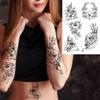 Black Flower Temporary Tattoo For Women Adultsl Fake Peony Rose Dahlia Lotus Tattoo Sticker 3D Body Art Bouquet Sexy Tatoo Paste