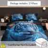 3Pcs Fashion Bedding Set Blue Tiger 3D Print Comfortable Breathable Duvet Cover King Queen Twin Single Size Boys Birthday Gift