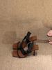 Open-toed word with beautiful sandals women's summer wear temperament high-heeled slippers cool slippers