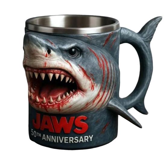 

Кружка Yousheng 3D Shark Mug Jaws 50th Anniversary Collectible Mugs 300ml Realistic Coffee Cup Collectible Shark Mug Gift for Fans 300ML E