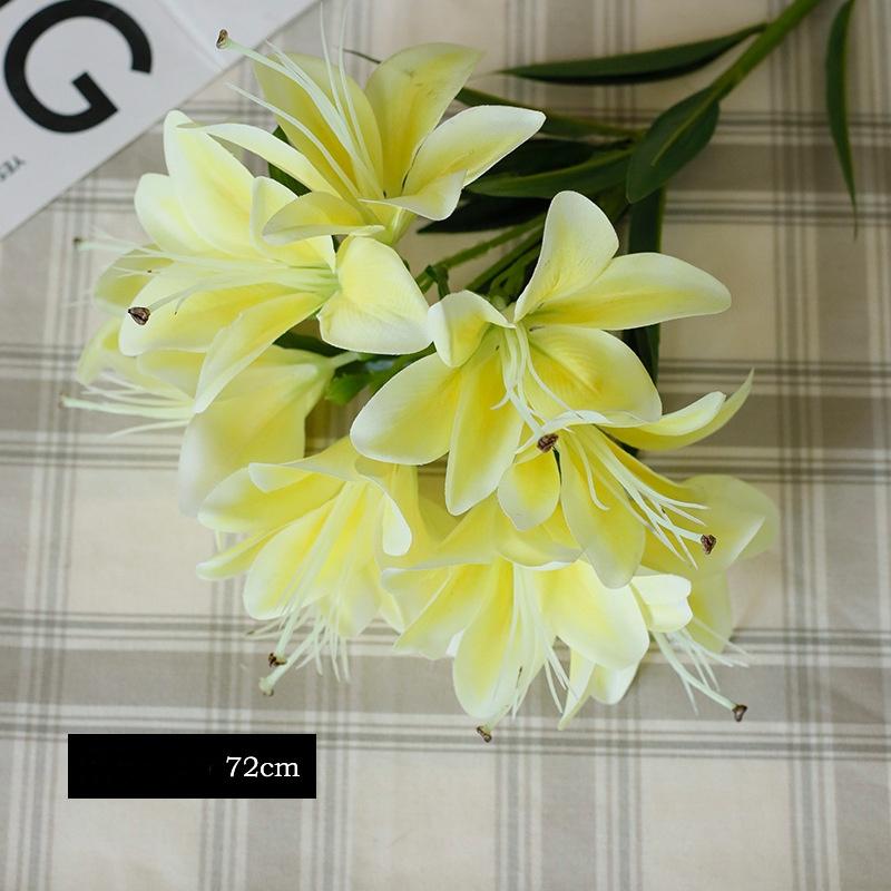 72cm 1 Bouquet 10 Heads Long Branch Artificial Lily Silk Flower for Nordic Home Wedding Party Decoration Flower Arrangement