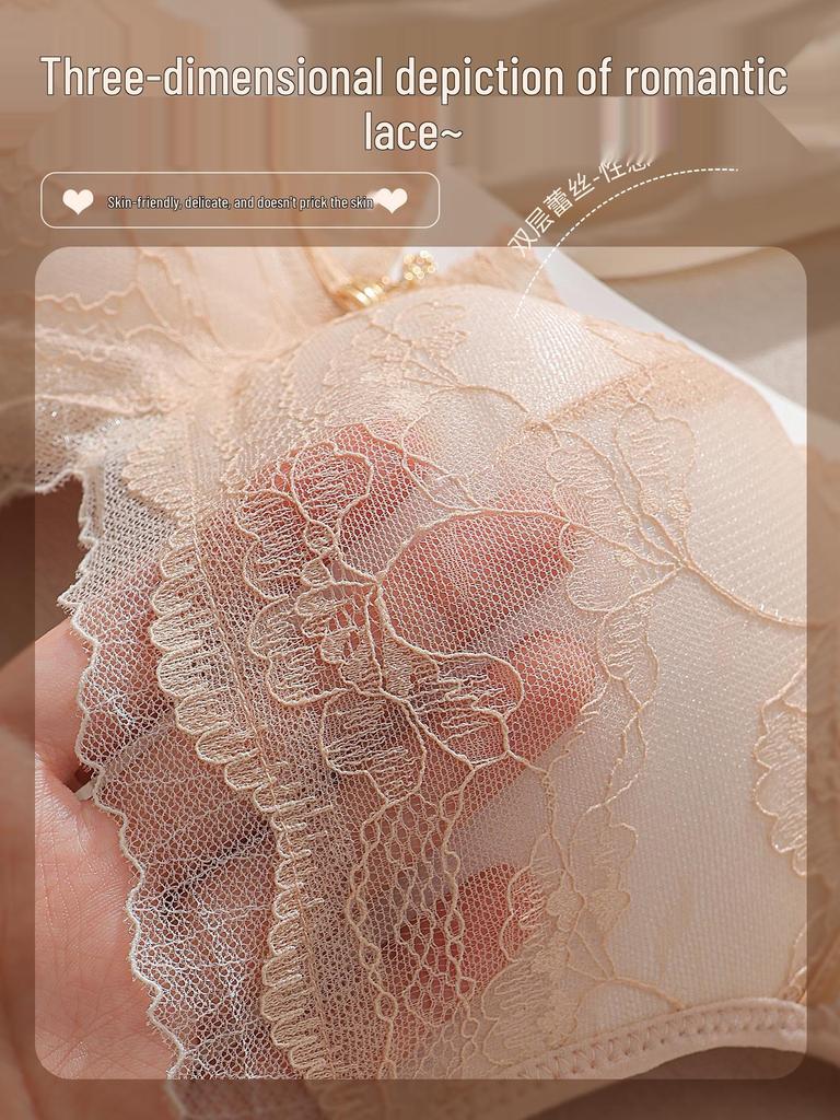 Women's Push-Up Lace Bra - Wireless, Anti-Sagging, Small Bust Support, Shaping, and Underarm Fat Collection