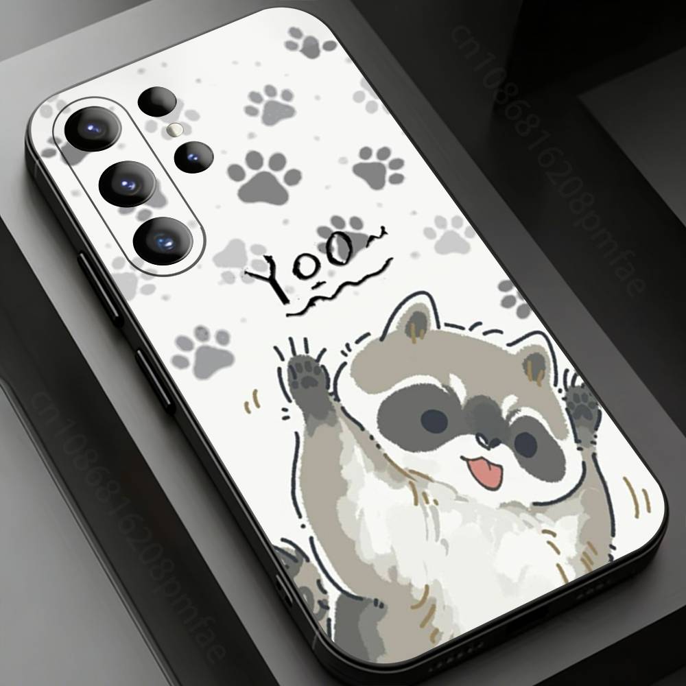 

Cute Little Animal Raccoon Phone case for Samsung Galaxy S24,25,26,23 22,21,S20 Plus Ultra FE soft fundas cases Samsung S26