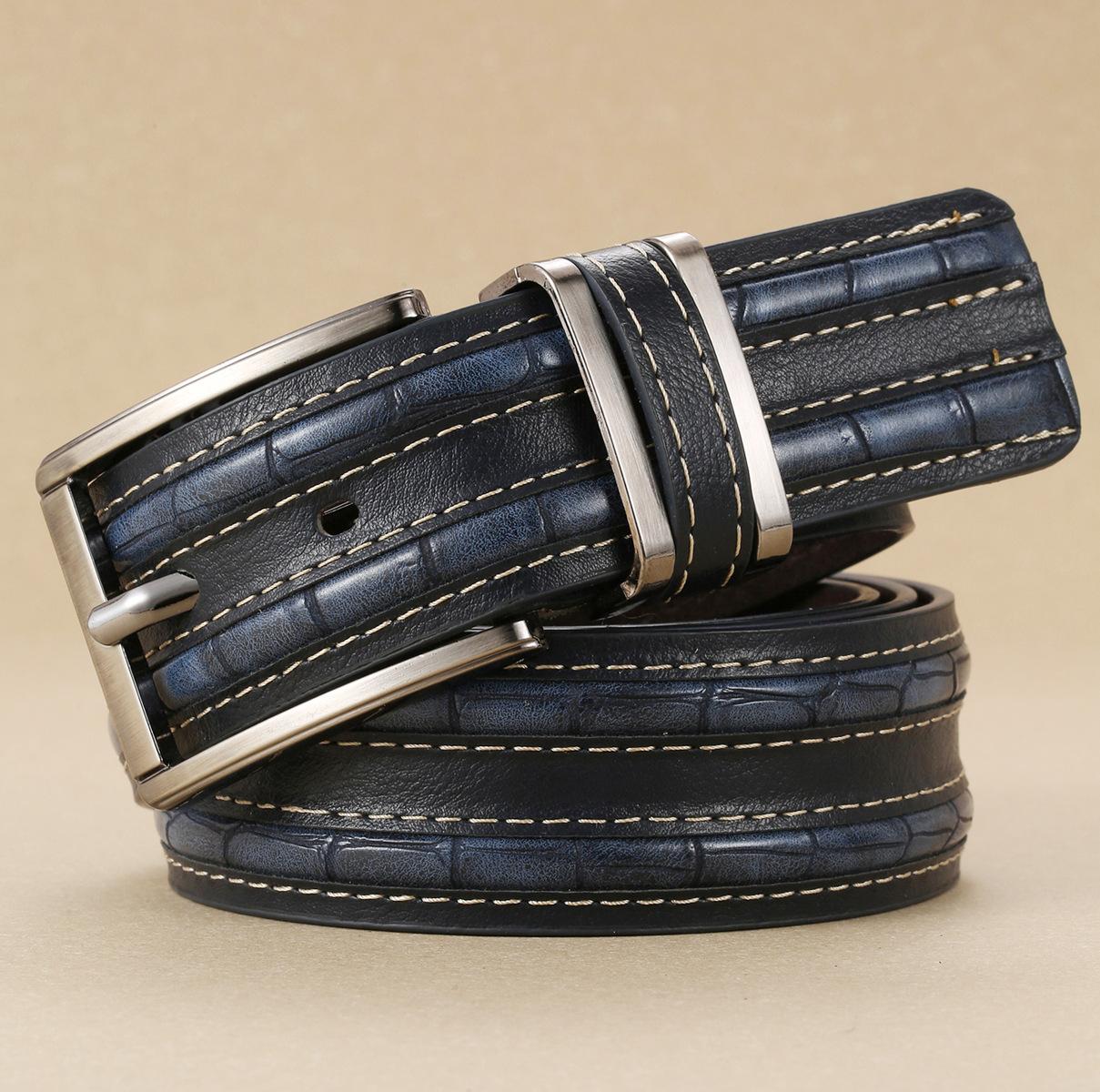 

Parallel Bar Belt Men S Pin Buckle Casual Simple Jeans Belt 130cm синій