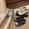 New bow ballet inner height increase casual comfortable sports niche ribbon Mary Jane single shoes