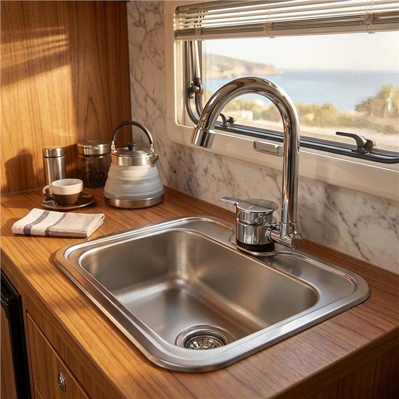 Reliable-Camper Kitchen Faucet Replacement Accessories-RV Sink Faucet Calf& Hot Water Mixer For Home, Caravan, Yacht,Boat