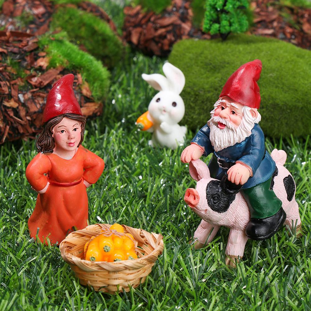 1 Stück Märchengarten Betrunkene Zwerge Miniatur-Dekorationen Set Mini Zwerg Schwein Statuen für Pflanzgefäß Blumentopf Dekor Zubehör