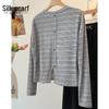 Sybelle Women's Striped Long Sleeve T-Shirt with Back Buttons