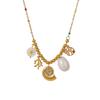 European & American Ocean Beach Style 18K Gold Seashell Pendant Necklaces for Women, Stainless Steel, Light Luxury.