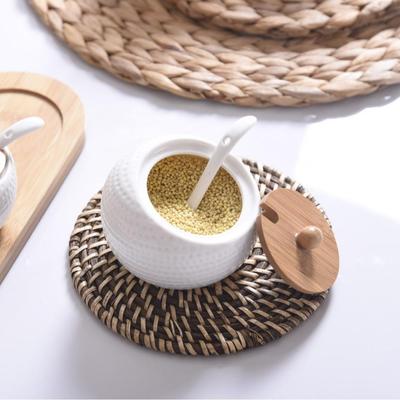Pot à épices en verre céramique avec couvercle et cuillère - Design créatif unique