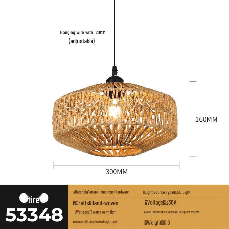Wicker LED Pendant Light - New Chinese Style, Zen Tea Room or Dining Light, Japanese Bamboo Art Lantern, Antique Style