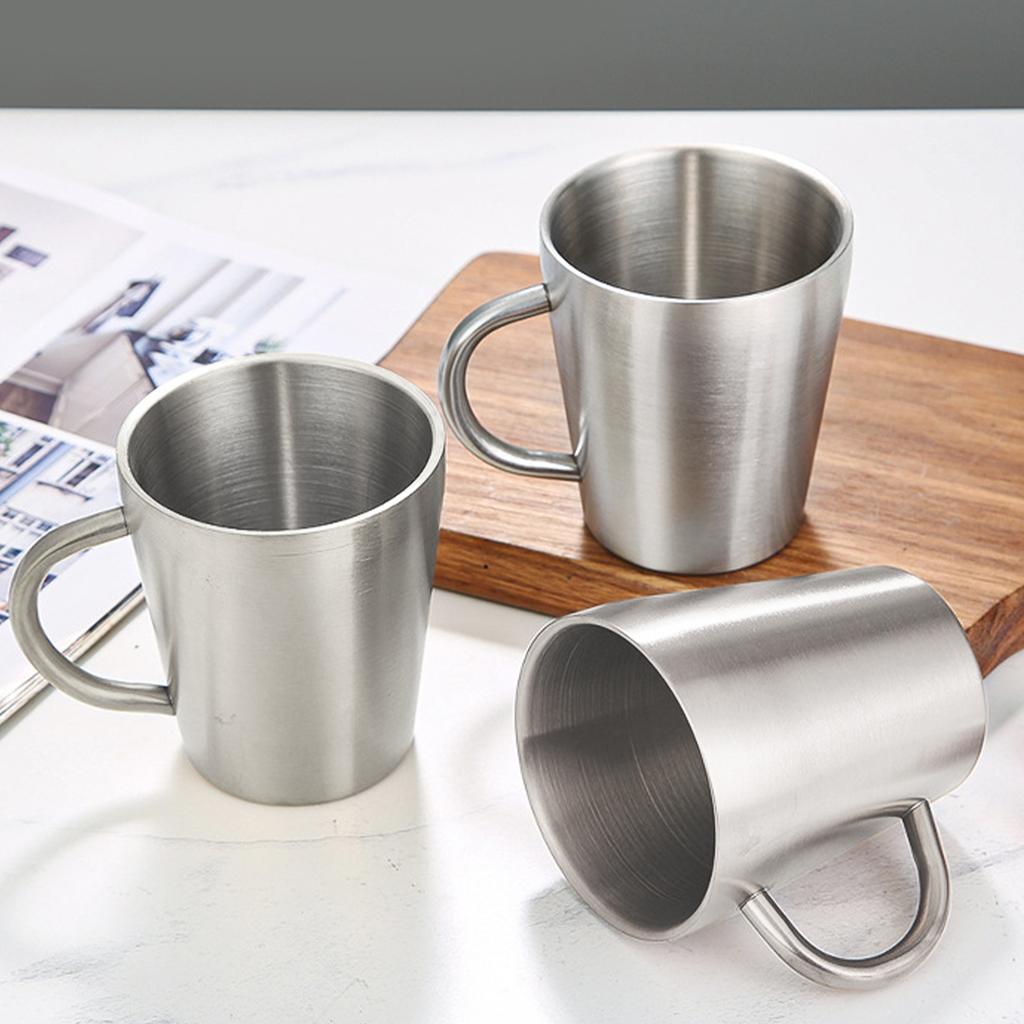 Double Layer Drinking Cup For Kids 304 Stainless Steel Water Mug With Handle Anti Scalding Children Milk Coffee Cup Drinkware