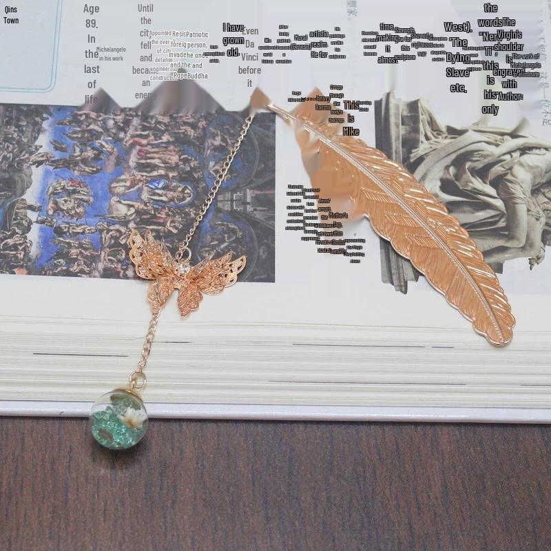 Chinese Cross-border Metal Feather Bookmark: Classical Leaf Vein Design, Creative Stationery, Ancient Style Cultural Gift