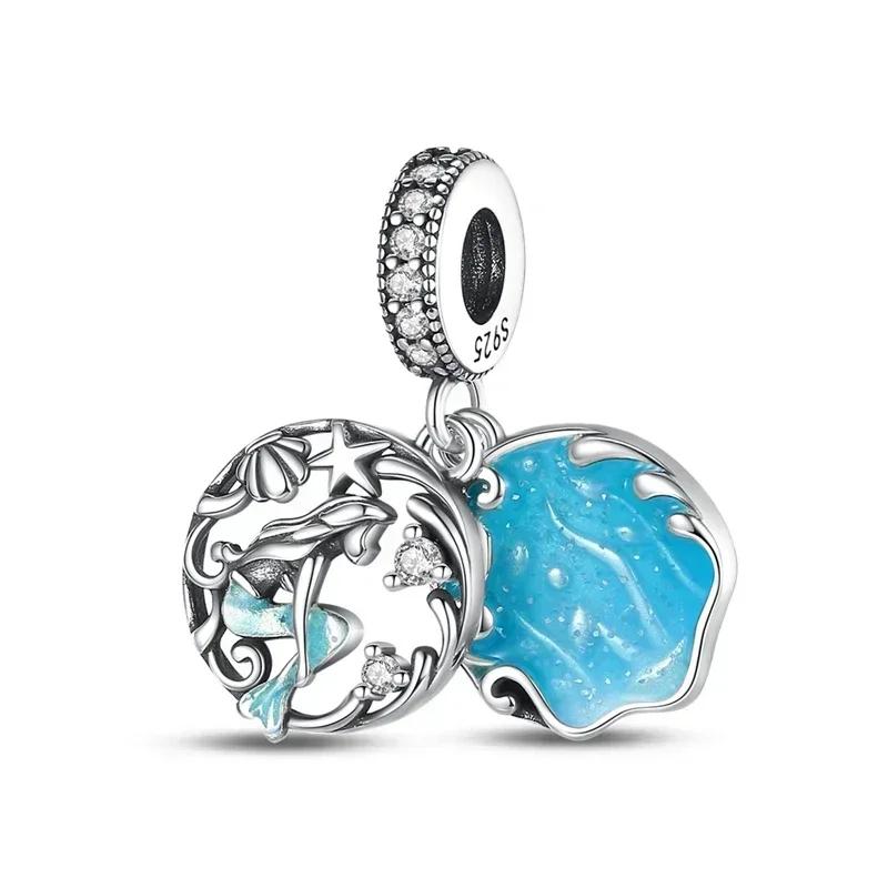 Kupfer Blau Ozean Serie Perlenanhänger Passend Für Das DIY Armband Der Marke Damenschmuck Freundin Geschenke